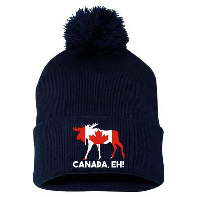 Canada Eh! Canadian Flag Pom Pom 12in Knit Beanie