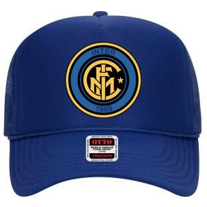 Cool European soccer Inter Milan Fc Logo Soccer Jersey High Crown Mesh Back Trucker Hat