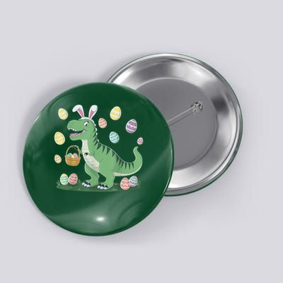 Cute Easter Dinosaur Bunny Ears Egg Hunting Boy Girl Button