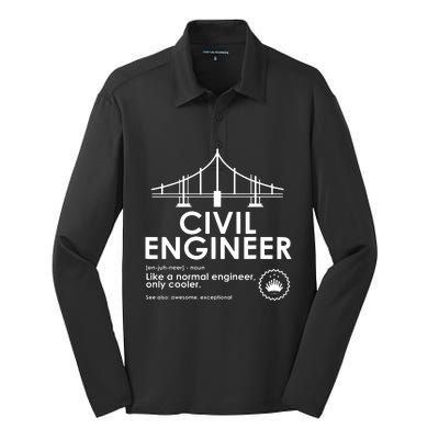 Civil Engineer Definition Funny Engineering Birthday Father Silk Touch Performance Long Sleeve Polo