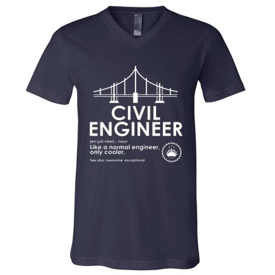 Civil Engineer Definition Funny Engineering Birthday Father V-Neck T-Shirt