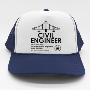 Civil Engineer Definition Funny Engineering Birthday Father Trucker Hat