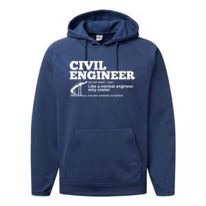 Civil Engineer Definition Funny Engineering Fathers Day Dad Cute Gift Performance Fleece Hoodie