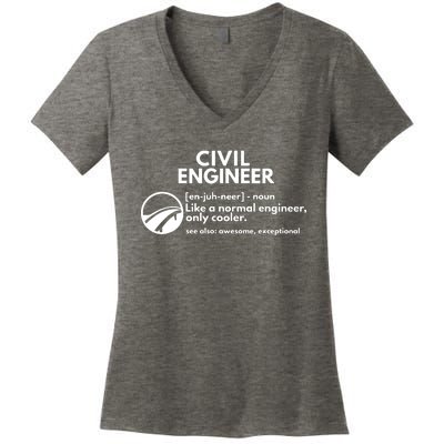 Civil Engineer Definition Funny Engineering Women's V-Neck T-Shirt