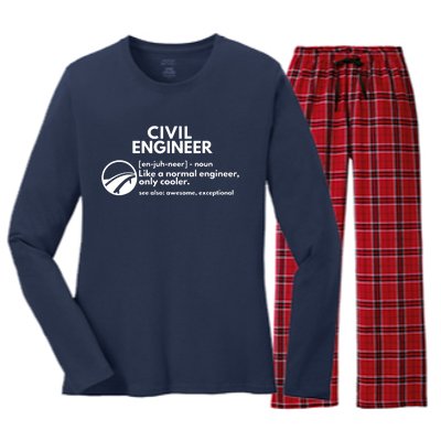 Civil Engineer Definition Funny Engineering Women's Long Sleeve Flannel Pajama Set 