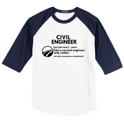 Civil Engineer Definition Funny Engineering Baseball Sleeve Shirt