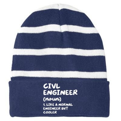 Civil Engineer Definition Funny Engineering Striped Beanie with Solid Band