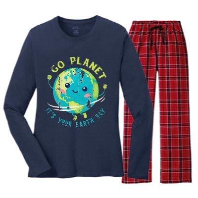 Cute Earth Day Cute Women's Long Sleeve Flannel Pajama Set 