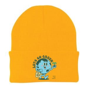 Cute Earth Day Lets Go Green Save The Earth Knit Cap Winter Beanie