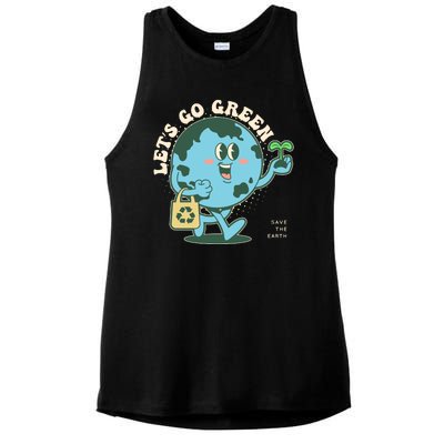 Cute Earth Day Lets Go Green Save The Earth Ladies PosiCharge Tri-Blend Wicking Tank