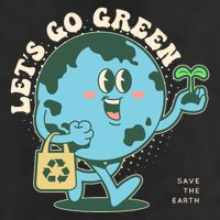 Cute Earth Day Lets Go Green Save The Earth 7 Panel Mesh Trucker Snapback Hat