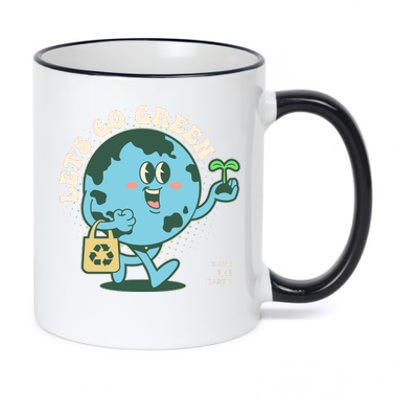 Cute Earth Day Lets Go Green Save The Earth 11oz Black Color Changing Mug