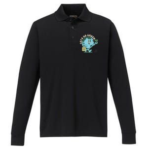 Cute Earth Day Lets Go Green Save The Earth Performance Long Sleeve Polo