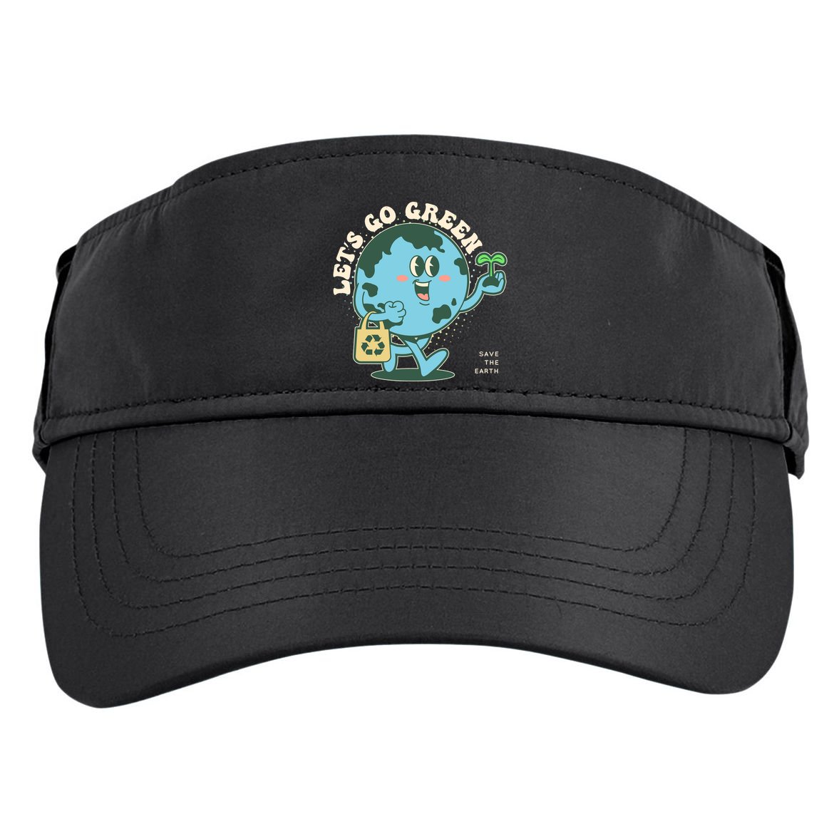 Cute Earth Day Lets Go Green Save The Earth Adult Drive Performance Visor
