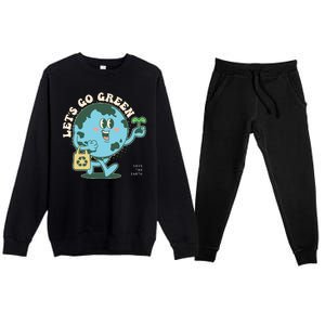 Cute Earth Day Lets Go Green Save The Earth Premium Crewneck Sweatsuit Set