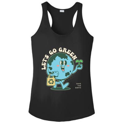 Cute Earth Day Lets Go Green Save The Earth Ladies PosiCharge Competitor Racerback Tank