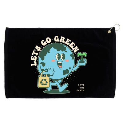 Cute Earth Day Lets Go Green Save The Earth Grommeted Golf Towel