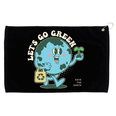 Cute Earth Day Lets Go Green Save The Earth Grommeted Golf Towel