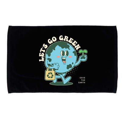 Cute Earth Day Lets Go Green Save The Earth Microfiber Hand Towel