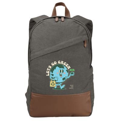 Cute Earth Day Lets Go Green Save The Earth Cotton Canvas Backpack