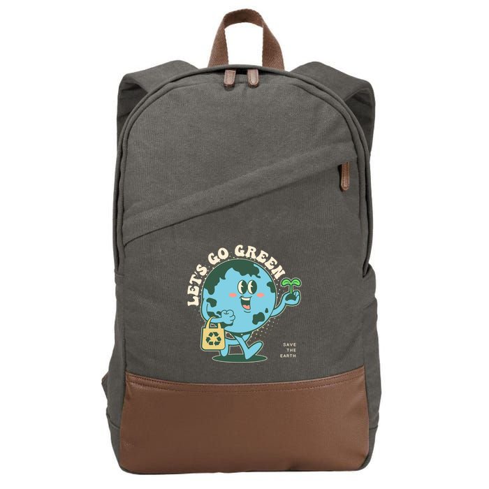 Cute Earth Day Lets Go Green Save The Earth Cotton Canvas Backpack