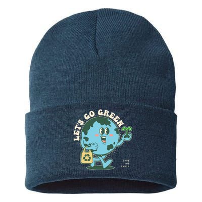 Cute Earth Day Lets Go Green Save The Earth Sustainable Knit Beanie