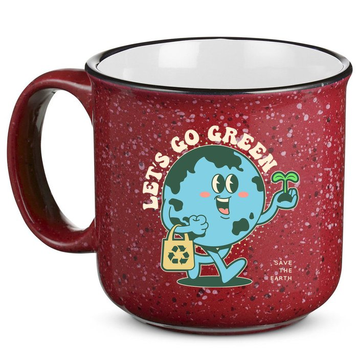 Cute Earth Day Lets Go Green Save The Earth 15oz Campfire Ceramic Mug