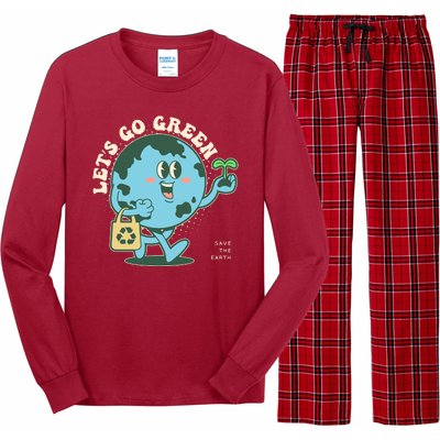 Cute Earth Day Lets Go Green Save The Earth Long Sleeve Pajama Set