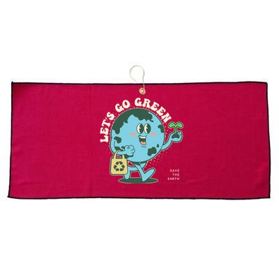 Cute Earth Day Lets Go Green Save The Earth Large Microfiber Waffle Golf Towel