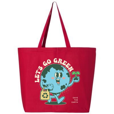 Cute Earth Day Lets Go Green Save The Earth 25L Jumbo Tote