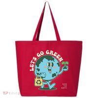Cute Earth Day Lets Go Green Save The Earth 25L Jumbo Tote