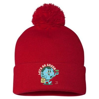 Cute Earth Day Lets Go Green Save The Earth Pom Pom 12in Knit Beanie