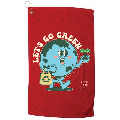 Cute Earth Day Lets Go Green Save The Earth Golf Towel
