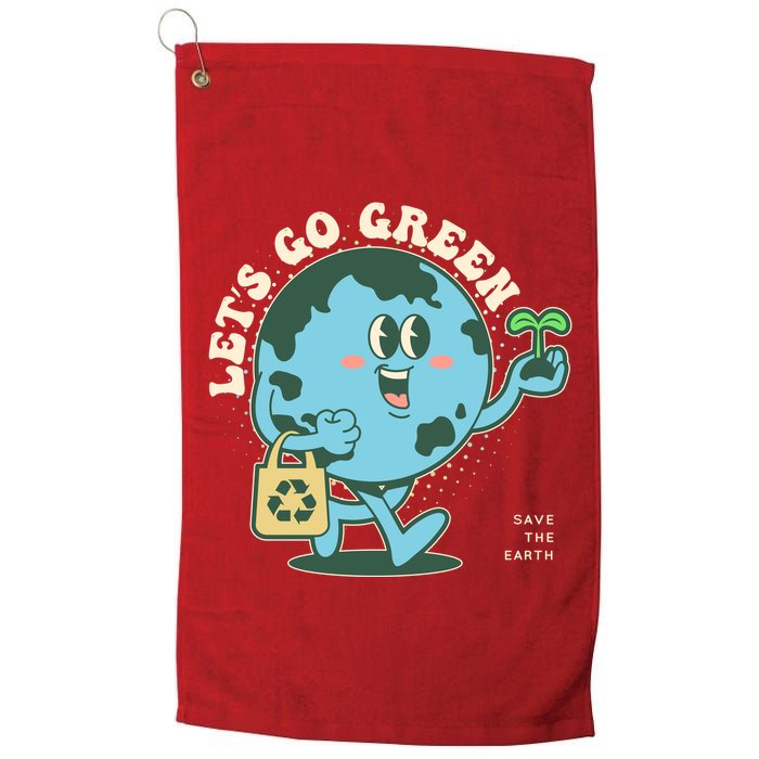 Cute Earth Day Lets Go Green Save The Earth Golf Towel