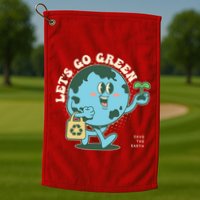 Cute Earth Day Lets Go Green Save The Earth Golf Towel