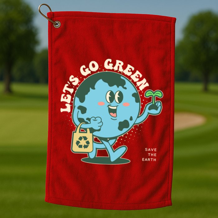 Cute Earth Day Lets Go Green Save The Earth Golf Towel
