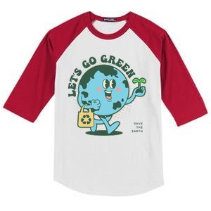 Cute Earth Day Lets Go Green Save The Earth Kids Colorblock Raglan Jersey