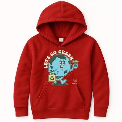 Cute Earth Day Lets Go Green Save The Earth Kids Hoodie