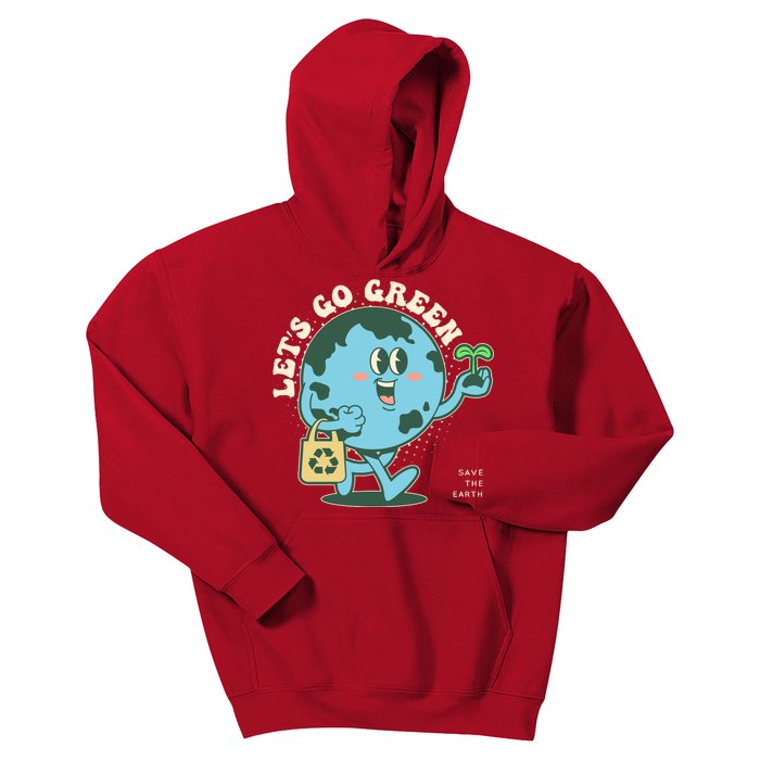 Cute Earth Day Lets Go Green Save The Earth Kids Hoodie