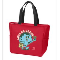Cute Earth Day Lets Go Green Save The Earth Zip Tote Bag