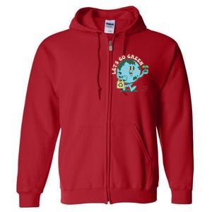 Cute Earth Day Lets Go Green Save The Earth Full Zip Hoodie