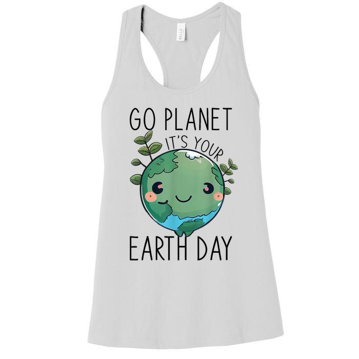 Cute Earth Day Go Planet Earth Day Women's Racerback Tank