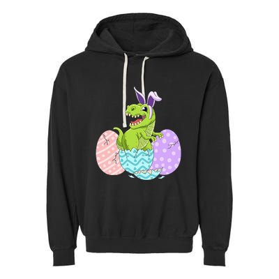 Cute Easter Dinosaur T Rex Bunny Easter Day Garment-Dyed Fleece Hoodie