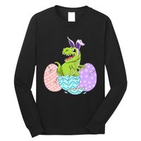 Cute Easter Dinosaur T Rex Bunny Easter Day Long Sleeve Shirt