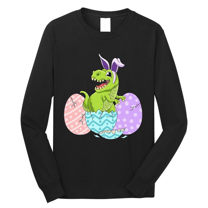 Cute Easter Dinosaur T Rex Bunny Easter Day Long Sleeve Shirt