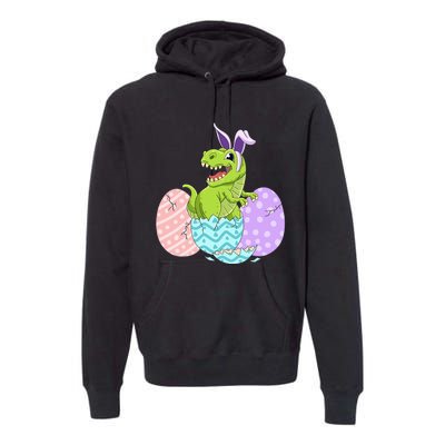 Cute Easter Dinosaur T Rex Bunny Easter Day Premium Hoodie