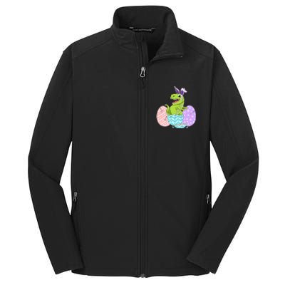 Cute Easter Dinosaur T Rex Bunny Easter Day Core Soft Shell Jacket