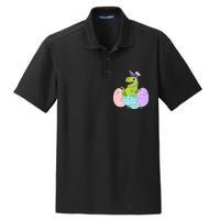 Cute Easter Dinosaur T Rex Bunny Easter Day Dry Zone Grid Polo