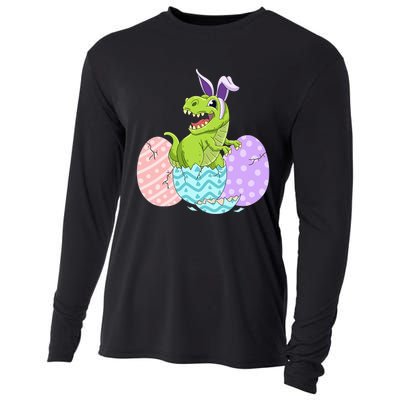 Cute Easter Dinosaur T Rex Bunny Easter Day Cooling Performance Long Sleeve Crew