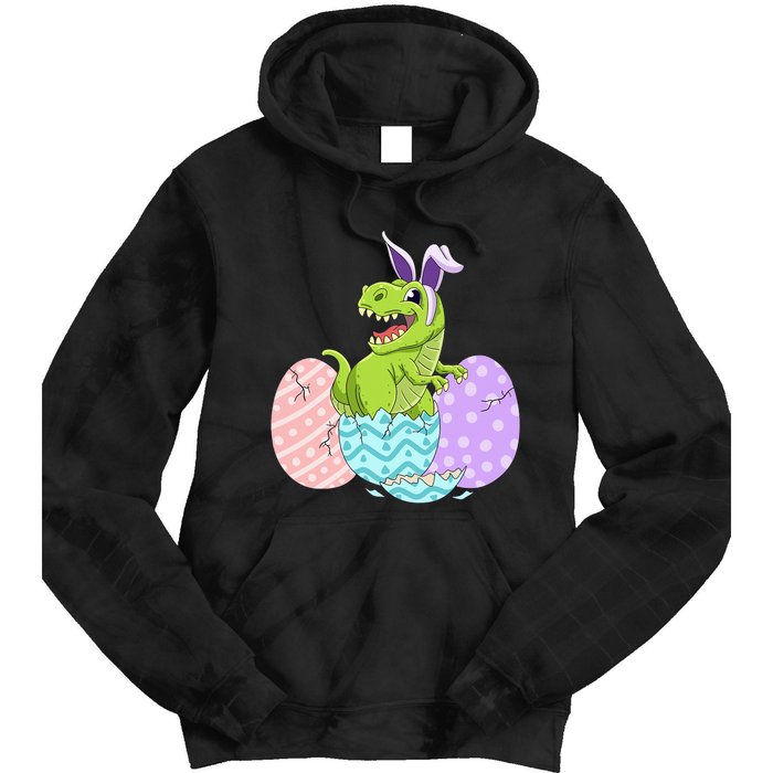 Cute Easter Dinosaur T Rex Bunny Easter Day Tie Dye Hoodie